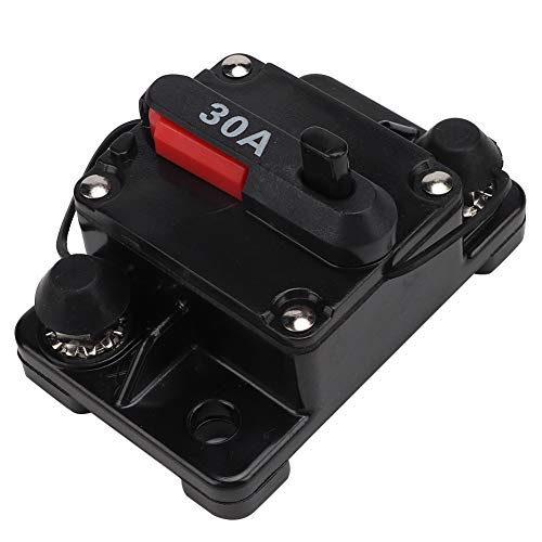 BOROCO Schutzschalter, 12V Auto Stereo Audio Rückstellbarer Inline Leistungsschalter Selbstwiederherstellungssicherung Für Trolling Motor Auto Marine Boot Auto Stereo Audio(30A) von BOROCO