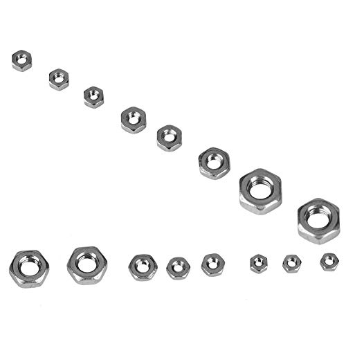 BOROCO Sechskantmutter, 140 Stück M1/M1.2/M1.4/M1.6/M2/M2.5/M3 Gewinde Edelstahl Sechskant Sechskantmuttern von BOROCO