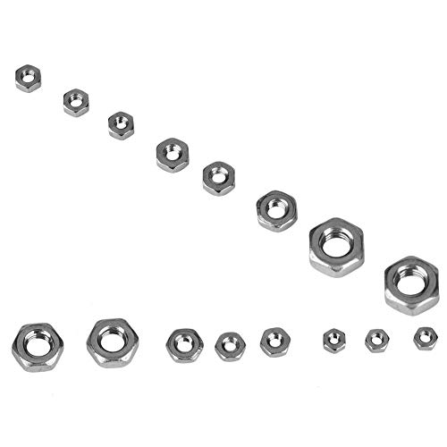 BOROCO Sechskantmutter, m3 mutter,140 Stück M1/M1.2/M1.4/M1.6/M2/M2.5/M3 Gewinde Edelstahl Sechskant Sechskantmuttern von BOROCO