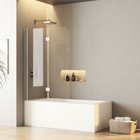Boromal - 110x140 Badewannenaufsatz Badewannenfaltwand 2-teilig Duschwand Faltbar für Dusche Sicherheitsglas Duschabtrennung von BOROMAL