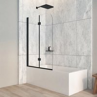 110x140cm Badewannenaufsatz Duschtrennwand Schwarz 2teilig Faltbar Duschwand fuer Badewanne Glas Sicherheitsglas Badewannenfaltwand Duschabtrennung von BOROMAL