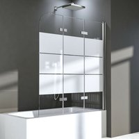 Boromal - 120x140cm Badewannenaufsatz Badewannenfaltwand Milchglas 3-teilig Faltbar Badewanne Glaswand esg Sicherheitsglas Duschwand fuer Badewanne von BOROMAL