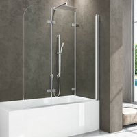 Boromal - 130x140 Badewannenaufsatz Badewannenfaltwand 3-teilig Duschwand Faltbar für Dusche Sicherheitsglas Duschabtrennung von BOROMAL