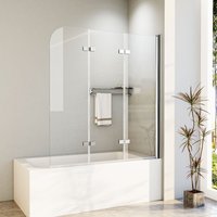 Boromal - 130x140cm Duschwand für Badewanne Badewannenaufsatz 3 tlg faltwand mit 6mm Sicherheitsglas nano Beschichtung Faltwand von BOROMAL