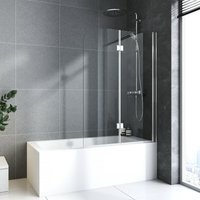 2 Teilig Badewannenaufsatz Duschwand Badewannenfaltwand Badewanne Faltbar Glas 120x140cm von BOROMAL