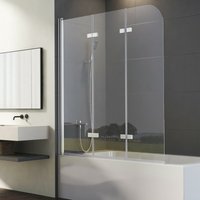 Boromal 3 Teilig Badewannenaufsatz Duschwand Badewannenfaltwand Badewanne Faltbar Glas 130x140cm von BOROMAL