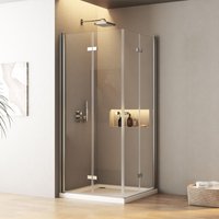80x80 Duschkabine Duschabtrennung Eckeinstieg Falttür esg Klarglas Höhe: 185cm - Boromal 80x80 Duschkabine Duschabtrennung Eckeinstieg Falttür esg Klarglas Höhe: 185cm - Boromal von BOROMAL