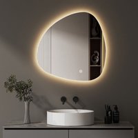 Asymmetrischer Badspiegel mit Beleuchtung 80x80cm led Asymmetrischer Spiegel mit Beleuchtung Spiegel mit Licht Badezimmer Wandspiegel mit von BOROMAL