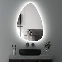 Asymmetrischer Spiegel mit Beleuchtung 55x80cm led Badspiegel mit Beleuchtung Spiegel mit Licht led Spiegel mit Touch-Schalter, Dimmbar 3 Lichtfarbe von BOROMAL