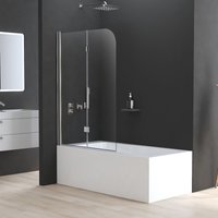 Boromal - Badewannenaufsatz Duschabtrennung 120 cm 2 Teilig nano Badewannenfaltwand Duschwand für Badewanne Faltbar Glas von BOROMAL