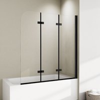 Boromal - Badewannenaufsatz Schwarz 120cm 130cm Badewannenfaltwand Faltbar 3-teilig Duschwand für Badewanne 120cm von BOROMAL