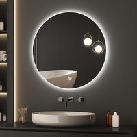 Boromal - Badezimmer Spiegel mit led 80cm Durchmesser Rund LED-Spiegel mit Touchschalter 3 Dimmbar Lichtfarbe Warmweiß Neutral Kaltweiß Lichtspiegel von BOROMAL