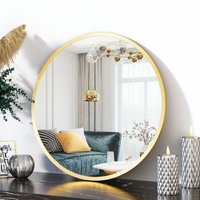 Badezimmerspiegel 50cm Badspiegel Rund Metallrahmen Runder Spiegel Gold Wandspiegel für Badezimmer, Wohnzimmer - Boromal von BOROMAL