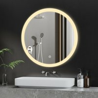 Badezimmerspiegel Wandspiegel LED Badspiegel mit Beleuchtung mit Touch-Schalter Kaltweiß 6400K Energiesparend Lichtspiegel 60 cm Rund Spiegel von BOROMAL