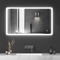 Badspiegel 100x60cm Beleuchtung led Spiegel Wandspiegel 3 Lichtfarbe Badezimmerspiegel mit Beschlagfrei Touch Schalter Rechteckiger Kaltweiß 6500K Badspiegel 100x60cm Beleuchtung led Spiegel Wandspiegel 3 Lichtfarbe Badezimmerspiegel mit Beschlagfrei Touch Schalter Rechteckiger Kaltweiß 6500K von BOROMAL