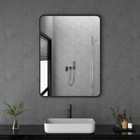 Badspiegel 50x70cm Wandspiegel Schwarz Metall Badezimmerspiegel Badzimmer Spiegel bad schwarzer rahmen von BOROMAL