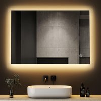 Boromal - Badspiegel mit Beleuchtung 40x60cm Badezimmerspiegel Kosmetikspiegel Schminkspiegel led Spiegel Wandspiegel mit Touchschalter + 3 von BOROMAL