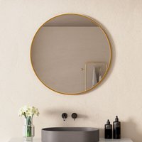 Badspiegel rund,Badezimmerspiegel Metall Rahmen, wandspiegel modern, Flur, Bad & Gäste wc, ∅: 50 cm gold von BOROMAL