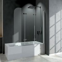 Boromal 120x140 Badewannenaufsatz Badewannenfaltwand 3-teilig Duschwand Faltbar für Dusche Sicherheitsglas Duschabtrennung von BOROMAL