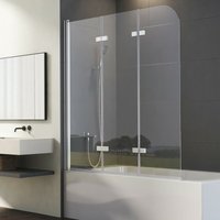Boromal - 130x140cm Duschwand für Badewanne Badewannenaufsatz 3 teilig faltwand mit 6mm Sicherheitsglas nano Beschichtung Faltwand von BOROMAL