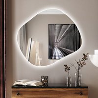 Boromal Asymmetrischer Beleuchtung mit Beleuchtung 74x64cm LED Badspiegel Asymmetrischer Spiegel Beleuchtung Lichtspiegel Wandspiegel mit von BOROMAL