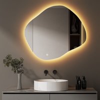 Boromal Asymmetrischer Beleuchtung mit Beleuchtung 84 x 74 cm LED Badspiegel Asymmetrischer Spiegel mit Licht LED Spiegel Badezimmerspiegel Boromal Asymmetrischer Beleuchtung mit Beleuchtung 84 x 74 cm LED Badspiegel Asymmetrischer Spiegel mit Licht LED Spiegel Badezimmerspiegel von BOROMAL