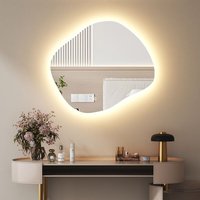 Boromal Asymmetrischer Beleuchtung mit Beleuchtung 84x74cm LED Badspiegel Asymmetrischer Spiegel mit Licht Lichtspiegel LED Spiegel Badezimmerspiegel Boromal Asymmetrischer Beleuchtung mit Beleuchtung 84x74cm LED Badspiegel Asymmetrischer Spiegel mit Licht Lichtspiegel LED Spiegel Badezimmerspiegel von BOROMAL