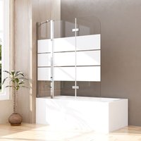 Boromal Badewannenaufsatz 150x140cm Gestreift Badewanne Duschwand mit festem segment 6mm ESG Sicherheitsglas Badewanne Duschwand 3-teilig faltbar von BOROMAL
