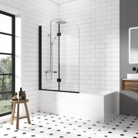 Boromal - Badewannenfaltwand Schwarz Faltbar 120x140cm Badewannenaufsatz 2-teilig Duschwand für Badewanne Boromal - Badewannenfaltwand Schwarz Faltbar 120x140cm Badewannenaufsatz 2-teilig Duschwand für Badewanne von BOROMAL