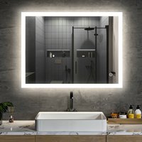 Badezimmerspiegel Wandspiegel led Badspiegel mit Beleuchtung mit Touch-Schalter Kaltweiß 6400K Energiesparend Lichtspiegel 50x70 cm Spiegel Einfache von BOROMAL