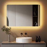 Boromal Badspiegel 100x60cm Spiegel mit Beleuchtung LED Spiegel Lichtspiegel Badezimmerspiegel LED Wandspiegel mit 3 Lichtfarben Dimmbar von BOROMAL