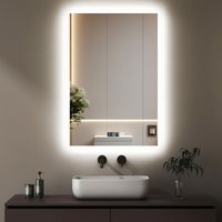 Boromal Badspiegel mit Beleuchtung 50 x 70 cm LED Spiegel mit Uhr Spiegel mit Beleuchtung Lichtspiegel Badezimmerspiegel mit Beleuchtung Wandspiegel von BOROMAL