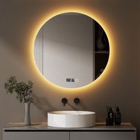 Boromal Badspiegel mit Beleuchtung 70x70cm LED Badspiegel Rund mit Uhr LED Spiegel Spiegel mit Beleuchtung Badezimmerspiegel Rund mit Beleuchtung von BOROMAL