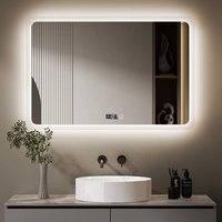 Boromal Badspiegel mit Beleuchtung 80 x 60 cm LED Spiegel mit Uhr Spiegel mit Beleuchtung Lichtspiegel Badezimmerspiegel mit Beleuchtung Wandspiegel Boromal Badspiegel mit Beleuchtung 80 x 60 cm LED Spiegel mit Uhr Spiegel mit Beleuchtung Lichtspiegel Badezimmerspiegel mit Beleuchtung Wandspiegel von BOROMAL