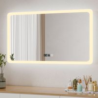 Boromal Badspiegel mit Beleuchtung LED Spiegel mit Uhr 100x60cm Spiegel mit Beleuchtung Badezimmerspiegel mit Beleuchtung Lichtspiegel Wandspiegel Boromal Badspiegel mit Beleuchtung LED Spiegel mit Uhr 100x60cm Spiegel mit Beleuchtung Badezimmerspiegel mit Beleuchtung Lichtspiegel Wandspiegel von BOROMAL