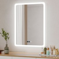 Boromal Badspiegel mit Beleuchtung LED Spiegel mit Uhr 50 x 70 cm Spiegel mit Beleuchtung Badezimmerspiegel mit Beleuchtung Lichtspiegel Wandspiegel von BOROMAL