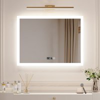 Boromal Badspiegel mit Beleuchtung LED Spiegel mit Uhr 80x60cm Spiegel mit Beleuchtung Badezimmerspiegel mit Beleuchtung Lichtspiegel Wandspiegel mit von BOROMAL