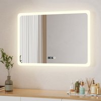 Boromal Badspiegel mit Beleuchtung LED Spiegel mit Uhr 80x60cm Spiegel mit Beleuchtung Badezimmerspiegel mit Beleuchtung Lichtspiegel Wandspiegel mit Boromal Badspiegel mit Beleuchtung LED Spiegel mit Uhr 80x60cm Spiegel mit Beleuchtung Badezimmerspiegel mit Beleuchtung Lichtspiegel Wandspiegel mit von BOROMAL