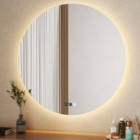 Boromal Badspiegel mit Beleuchtung Runder Spiegel mit Uhr 80x80cm LED Spiegel Rund Spiegel mit Beleuchtung Lichtspiegel Badezimmerspiegel Rund mit von BOROMAL