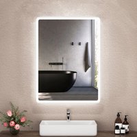 Badspiegel mit Beleuchtung – led Badezimmerspiegel 40x60 cm – led Spiegel mit umlaufenden Raumlicht – Spiegel von BOROMAL