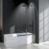 Boromal - Duschkabine für Badewanne 100x140cm Faltbar Duschwand, 2-Teilig Badewannenaufsatz Duschabtrennung Glaswand Faltbar 180°, Duschtrennwand aus von BOROMAL