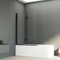 Duschwand Schwarz Badewannenaufsatz 2 Teilig 110 cm Duschabtrennung Faltwand Duschwand für Badewanne Faltbar Glas nano - Boromal von BOROMAL