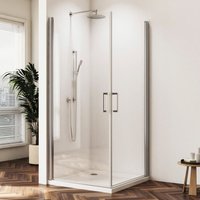 Eckeinstieg Duschkabine Schwingtür 75x90cm Doppel Pendeltür Duschwand Duschabtrennung mit 5 mm Nano ESG-Sicherheitsglas, Silber Doppelschwingtüren Eckeinstieg Duschkabine Schwingtür 75x90cm Doppel Pendeltür Duschwand Duschabtrennung mit 5 mm Nano ESG-Sicherheitsglas, Silber Doppelschwingtüren von BOROMAL