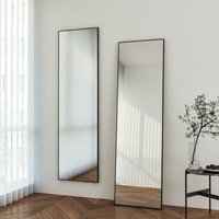 Einfache Badspiegel Standspiegel mit Metallrahmen 40x160 Ganzkörperspiegel Badspiegel mit Schwarze Wandspiegel Groß Badezimmerspiegel - Boromal von BOROMAL