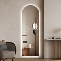 Boromal - Ganzkörperspiegel mit Beleuchtung 150x50cm,3 Lichtfarbe Dimmbar Bogen Standspiegel mit Touch-Schalter,LED Ganzkörperspiegel mit 10x Lupe von BOROMAL