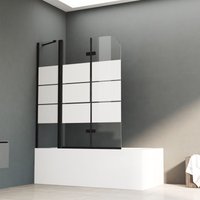 Boromal Gestreift Badewannenaufsatz Schwarz 160x140cm mit festem segment Duschwand für badewanne 3-teilig faltbar Duschabtrennung Badewannenfaltwand von BOROMAL