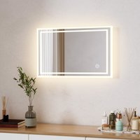 Boromal LED Badspiegel mit Beleuchtung 40 x 60 cm LED Spiegel mit Beleuchtung Lichtspiegel Badezimmerspiegel Wandspiegel mit 3 Lichtfarben Dimmbar von BOROMAL
