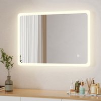 Boromal LED Badspiegel mit Beleuchtung 80 x 60 cm Spiegel mit Beleuchtung LED Spiegel Lichtspiegel Badezimmerspiegel Wandspiegel mit 3 Lichtfarben von BOROMAL