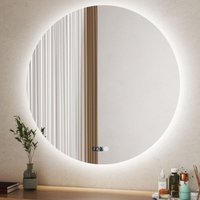 Boromal LED Badspiegel mit Beleuchtung Rund mit Uhr 60x60cm Runder Spiegel mit Beleuchtung Lichtspiegel Badezimmerspiegel Rund mit Beleuchtung von BOROMAL