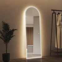 Boromal LED Ganzkörperspiegel mit Beleuchtung 140x40cm Standspiegel mit Beleuchtung Bodenspiegel 3 Lichtfarbe Dimmbare LED Wandspiegel Schminkspiegel von BOROMAL